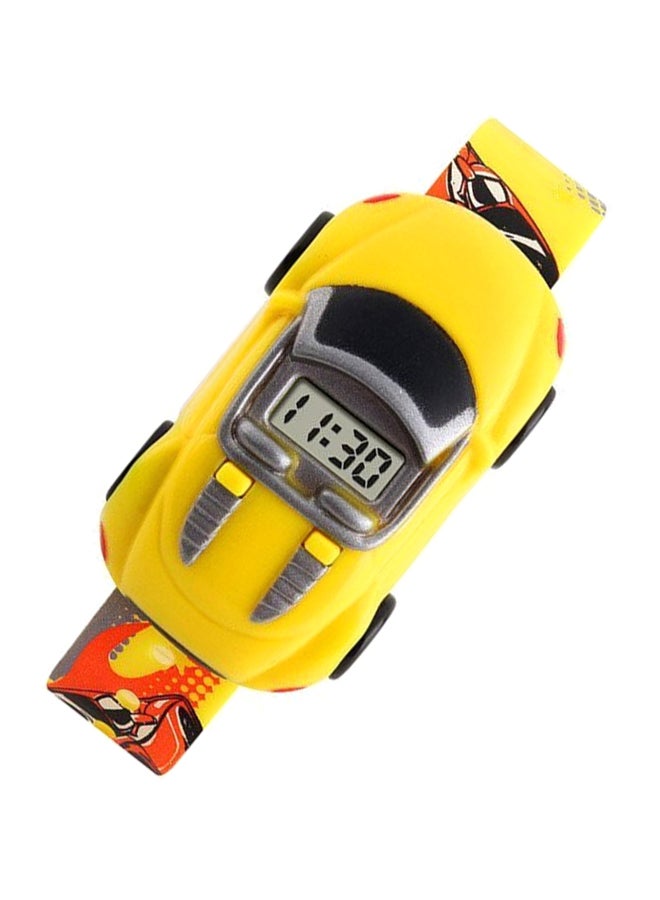 Boys' Car Shape Digital Watch 1241 - 28 mm - Yellow