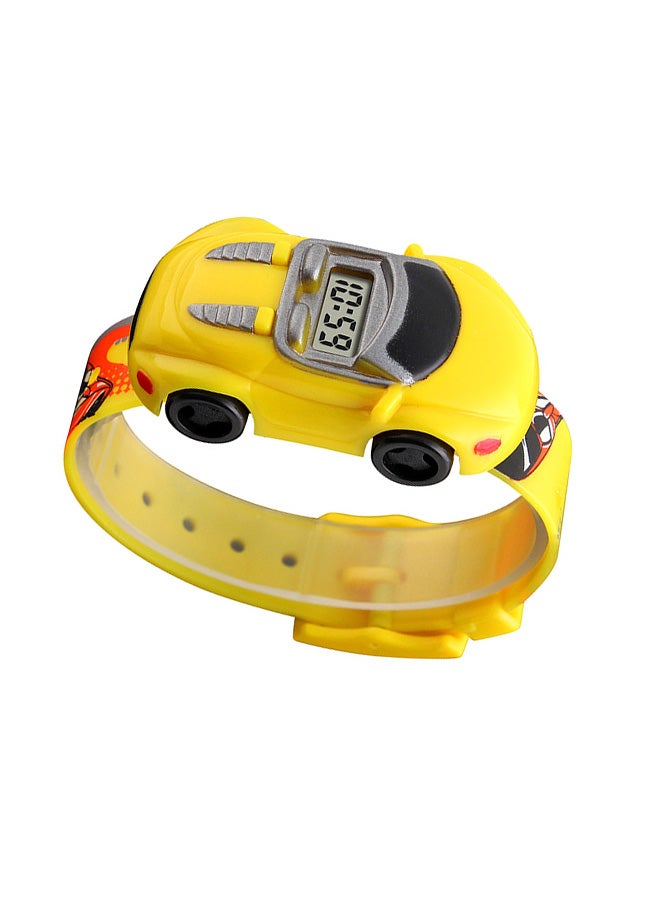 Boys' Car Shape Digital Watch 1241 - 28 mm - Yellow