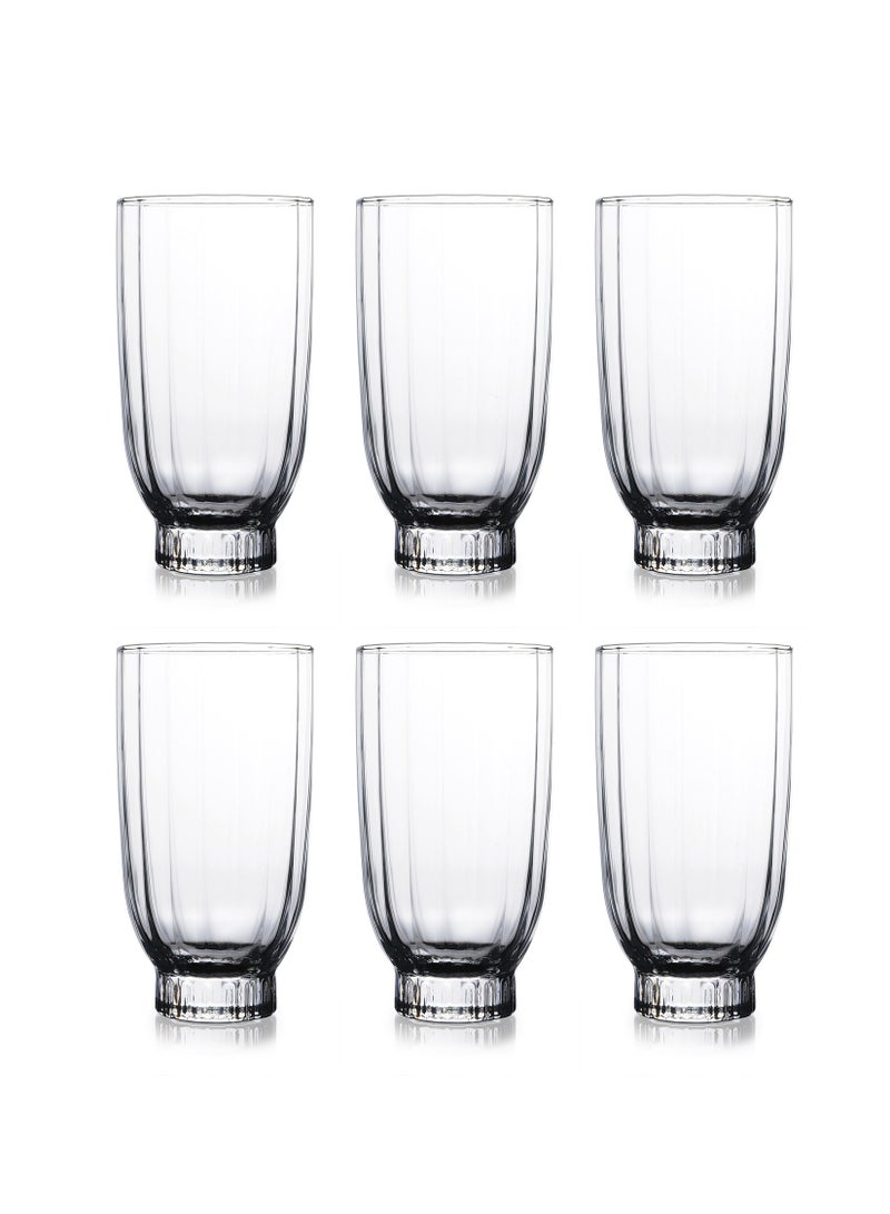 6 Pieces Amore Long Drink Tumbler, 410 Ml Clear