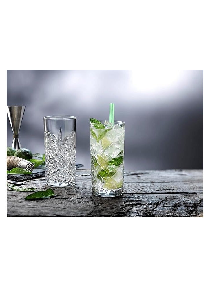 4 Pieces Timeless Long Drink Tumbler, 450 Ml, 160.5 Mm Height, 77.5 Mm Diameter Clear