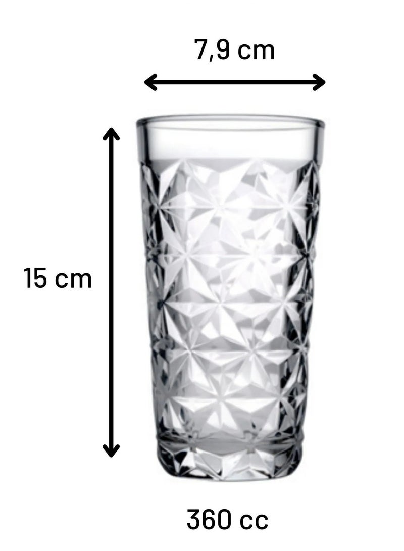 4 Pieces Estrella Long Drink Tumbler, 360 Ml, 150 Mm Height, 85 Mm Diameter Clear