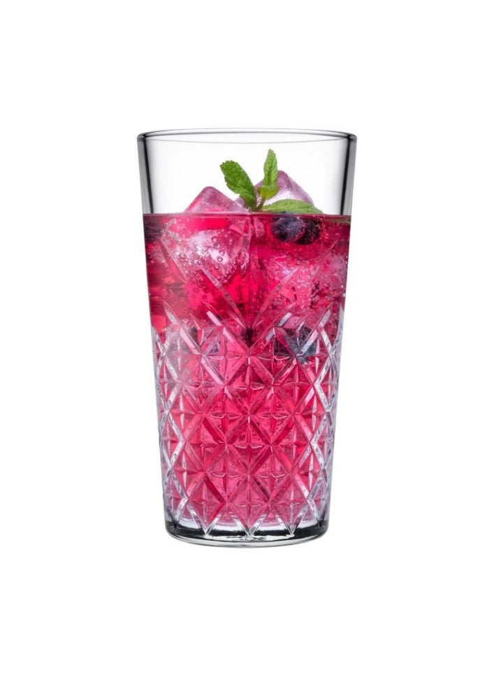 4 Pieces Timeless Long Drink Tumbler, 470 Ml, 159 Mm Height, 85.5 Mm Diameter, Fully Tempered, Stackable Clear