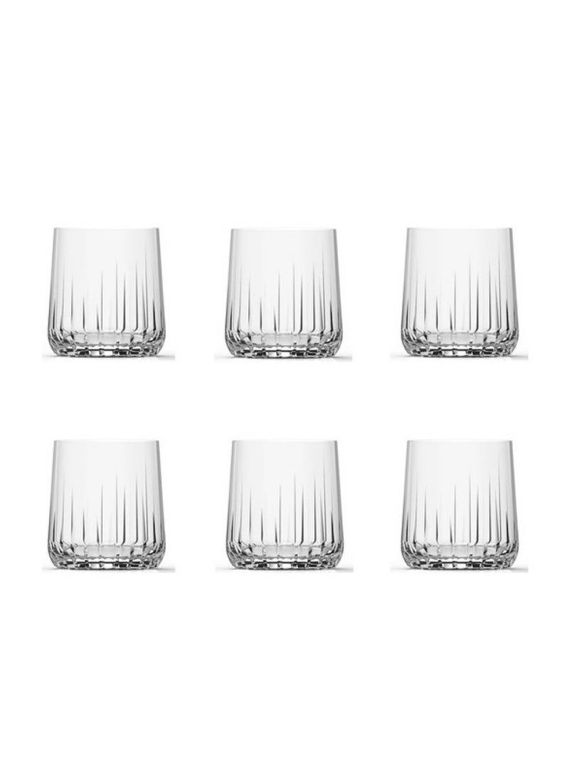 18 Pieces Nova Tumbler Set 6 Pieces Long Drink Glass 360 Ml, 6 Pieces Whisky Glass 315 Ml, 6 Pieces Liqueur Glass 135 Ml Clear