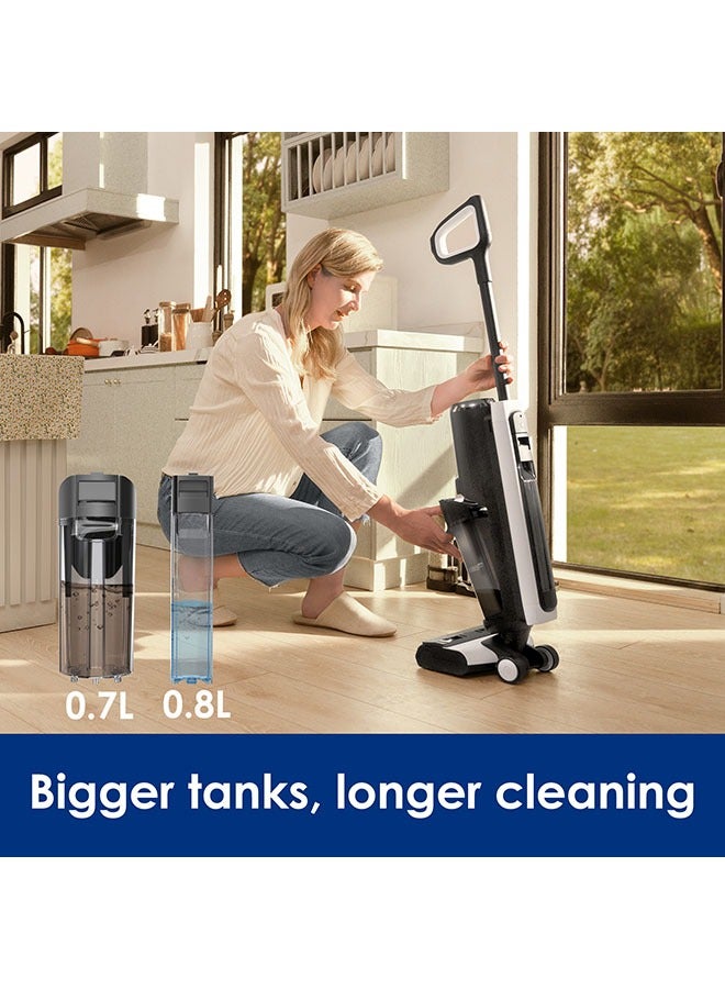 Floor One S5 Plus Wet And Dry Cordless Vacuum Cleaner And Mop With Edge cleaning, Suction With iLoop Smart Sensor Technology And Screen, Streak-Free And Self-Cleaning Dual Tank Feature 0.8 L 220 W FW131200AE Black