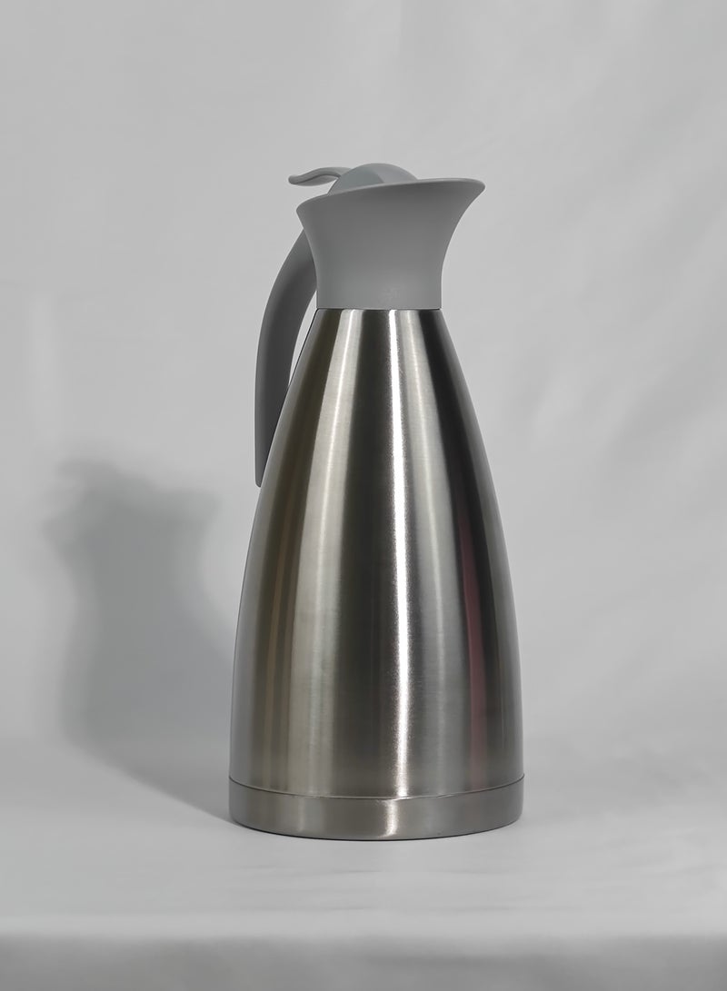 2L Stainless Steel Hot and Cold Thermos Serving Jug Double Wall Airtight Sealed Vacuum Flask Coffee Carafe Heat Retention Thermal Insulated Thermos for Coffee Tea Hot Water