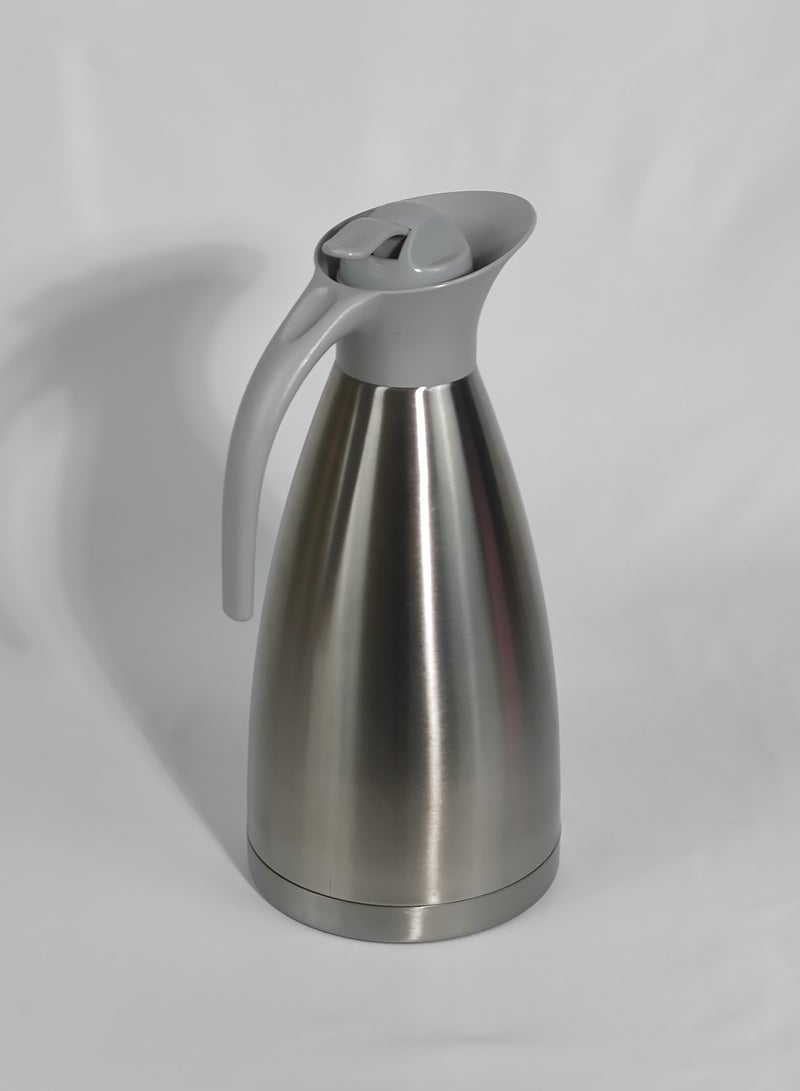 2L Stainless Steel Hot and Cold Thermos Serving Jug Double Wall Airtight Sealed Vacuum Flask Coffee Carafe Heat Retention Thermal Insulated Thermos for Coffee Tea Hot Water