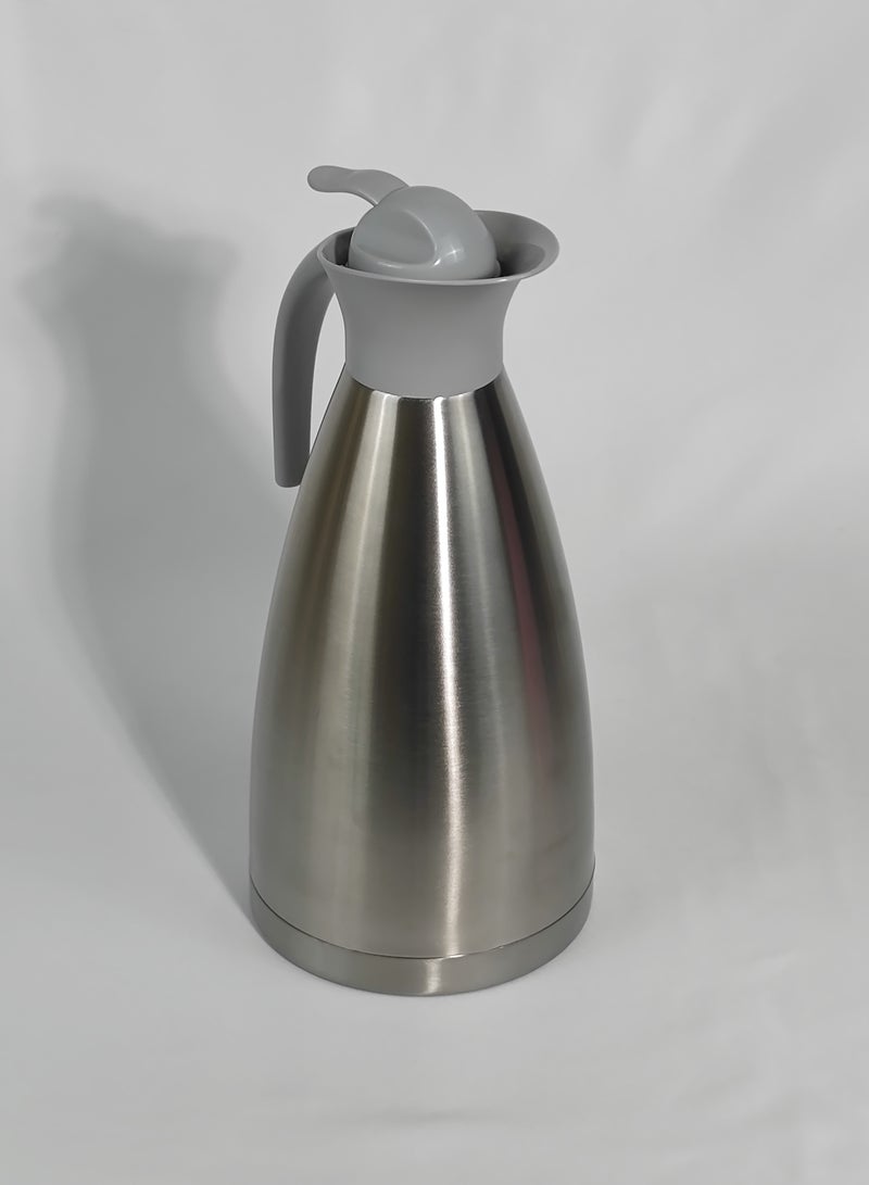 2L Stainless Steel Hot and Cold Thermos Serving Jug Double Wall Airtight Sealed Vacuum Flask Coffee Carafe Heat Retention Thermal Insulated Thermos for Coffee Tea Hot Water