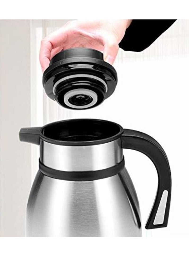 2L Stainless Steel Thermos Coffee Jug Double Wall Airtight Sealed Vacuum Flask Tea Carafe Heat Retention Thermal Insulated Thermos for Coffee Tea Hot Water