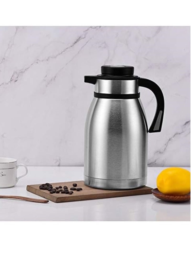 2L Stainless Steel Thermos Coffee Jug Double Wall Airtight Sealed Vacuum Flask Tea Carafe Heat Retention Thermal Insulated Thermos for Coffee Tea Hot Water