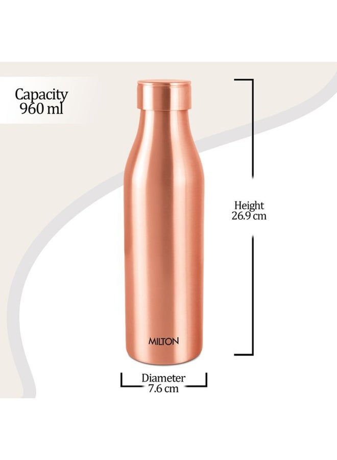 960ml Original Copper Water Bottle - 100% Pure Copper Vessel for Drinking, BPA-Free, Leak-Proof, Boosts Immunity, Supports Digestive & Liver Health, Ayurveda Inspired - Charge 1000 Copper
