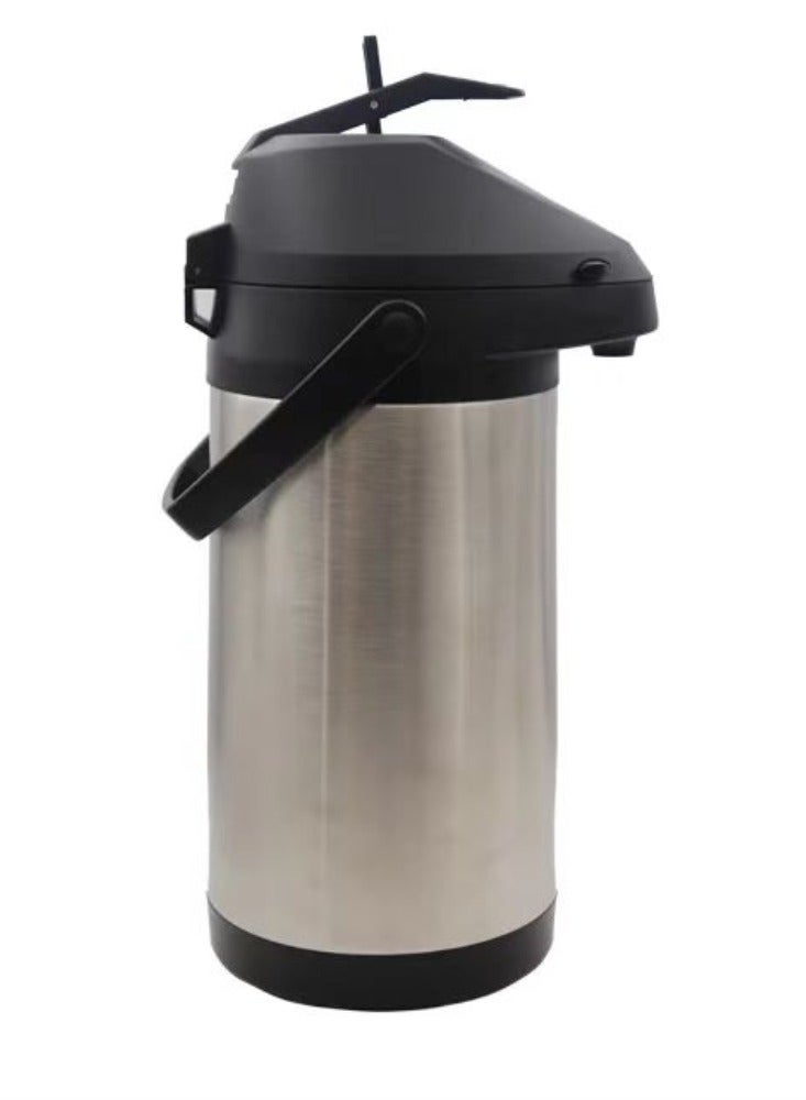 Stainless Steel Thermos Coffee Jug Push Button Dispenser Double Wall Airtight Sealed Vacuum Flask Tea Carafe Heat Retention Thermal Insulated Thermos for Coffee Tea Hot Water 2.5/3/4/5 L