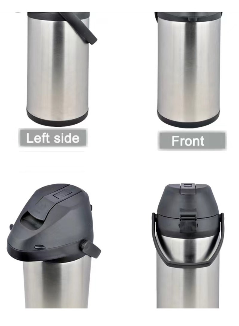 Stainless Steel Thermos Coffee Jug Push Button Dispenser Double Wall Airtight Sealed Vacuum Flask Tea Carafe Heat Retention Thermal Insulated Thermos for Coffee Tea Hot Water 2.5/3/4/5 L