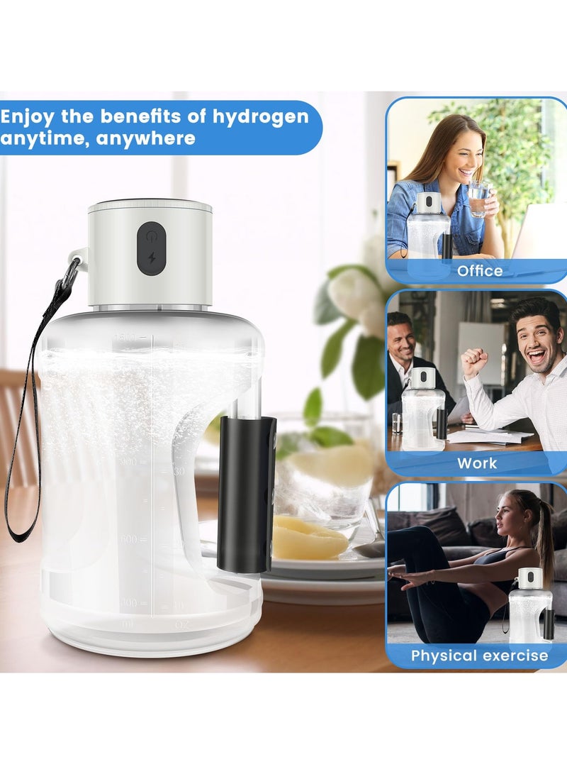 Hydrogen Water Bottle, 2024 New Portable Hydrogen Water Ionizer Machine, with Scale 1500ML Hydrogen Sports Water Bottle, Multifunctional Hydrogen Rich Water Glass Health Cup for Home Office Travel