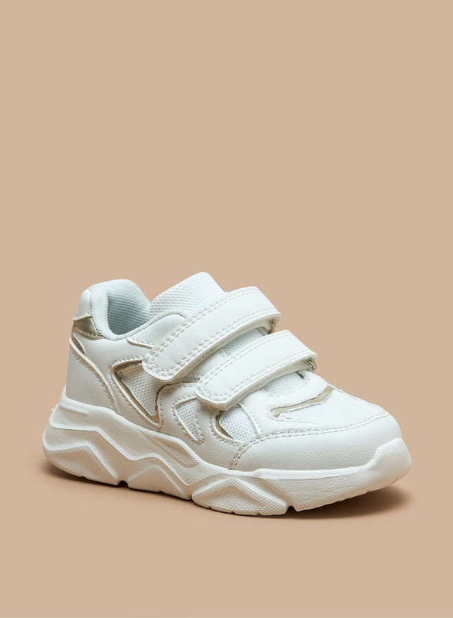 Girls Panelled Chunky Sole Sneakers with Hook and Loop Closure