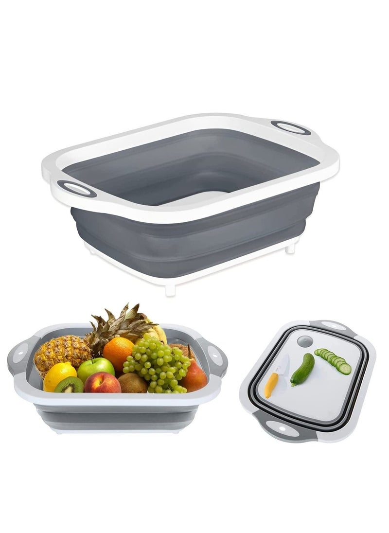 Multi-function 3-in-1 Collapsible Cutting Board Foldable Food Strainers,Drain Basket,Folding Drain Basket, Folding Chopping for Kitchen