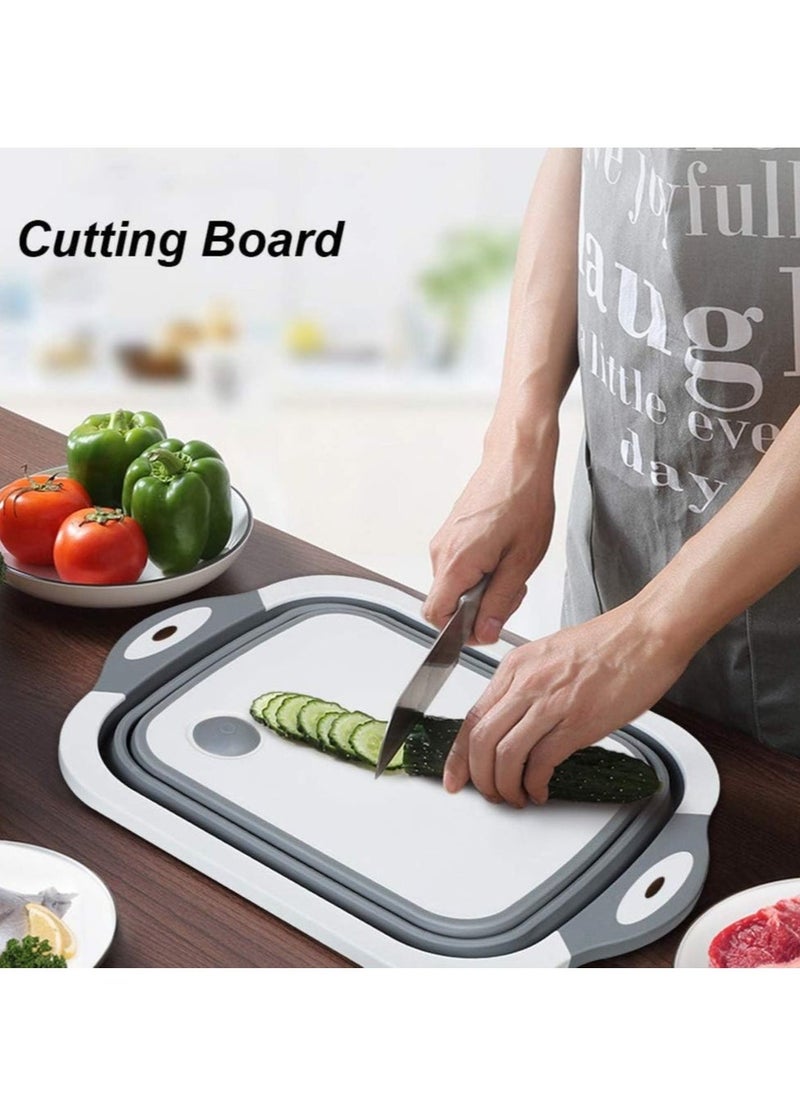 Foldable Multifunction Chopping Board, Collapsible Dish Tub Basin Cutting Board Colander, Vegetable Fruit Wash And Drain Sink Storage Basket,