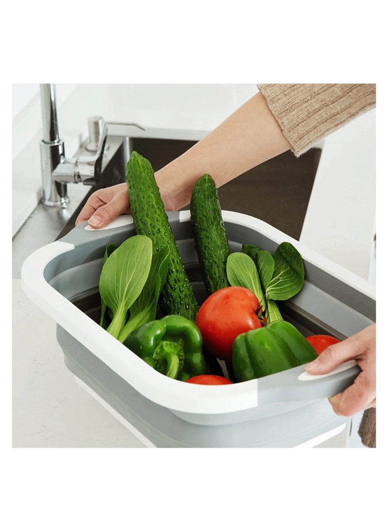 Multi-function 3-in-1 Collapsible Cutting Board Foldable Food Strainers,Drain Basket,Folding Drain Basket, Folding Chopping for Kitchen