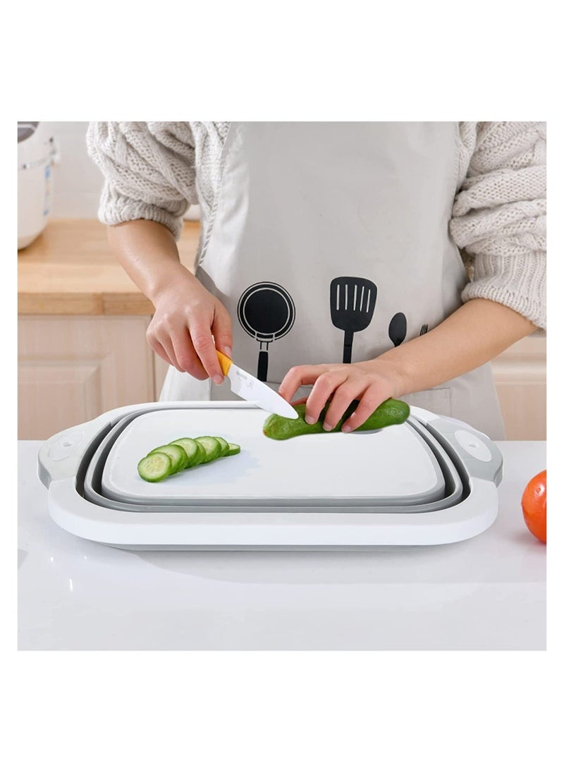 Multi-function 3-in-1 Collapsible Cutting Board Foldable Food Strainers,Drain Basket,Folding Drain Basket, Folding Chopping for Kitchen