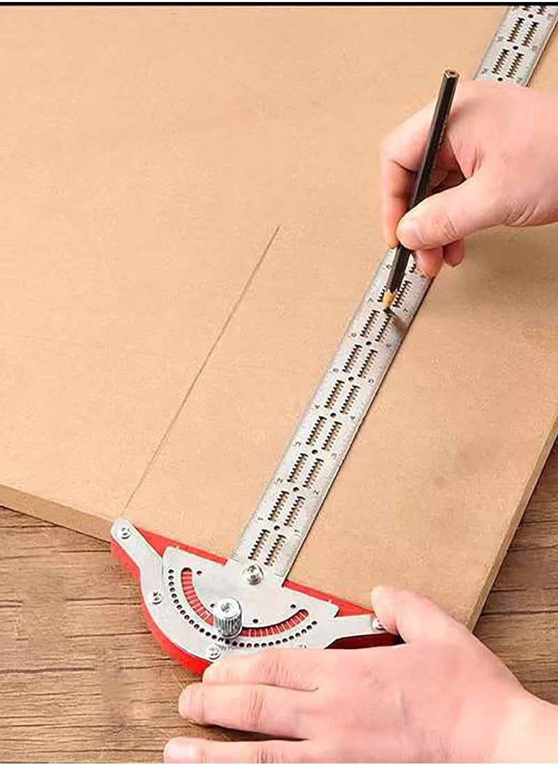 Wood Workers Edge Rule,Woodworking Edge Ruler Protractor Angle Finder T Ruler Stainless Steel Angle Measure Tool, 0-70 Grad T-Type Woodwork Ruler for Carpentry Household DIY (15 inches)