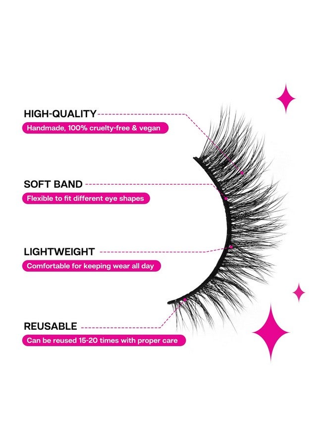 False Eyelash, Eye Makeup Lash 3D Faux Mink Fake Eyelash Long Natural Eyelashes 3 Pairs With 5G False Eyelash Glue (Cs25)