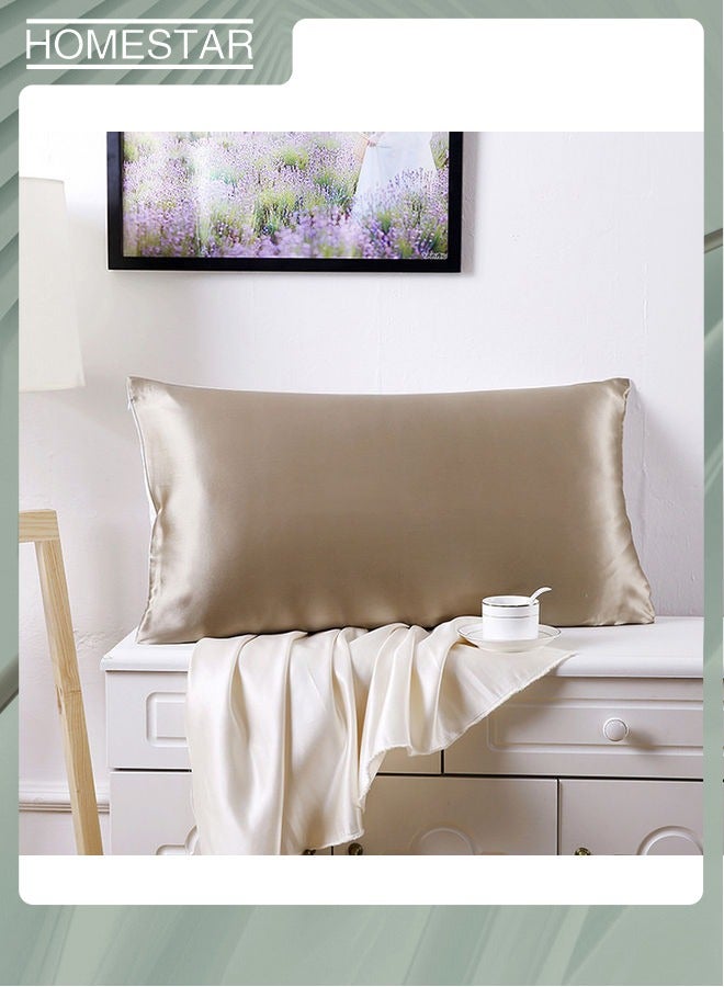 Pillowcase Both Sides with Hidden Zip Soft Breathable Smooth Standard Size Taupe