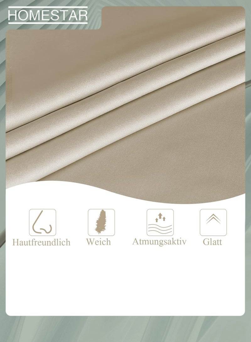 Pillowcase Both Sides with Hidden Zip Soft Breathable Smooth Standard Size Taupe