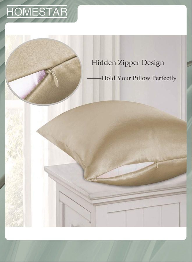 Pillowcase Both Sides with Hidden Zip Soft Breathable Smooth Standard Size Taupe