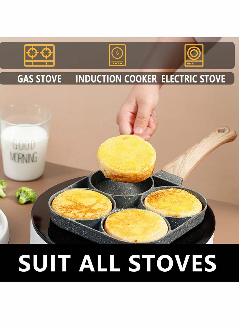 Egg Pan,4-Cup Nonstick Egg Frying Pan,Easy Clean Egg Cooker Omelet Pan For Breakfast Swedish Pancake,Crepe Pan,Compatible with all heat sources(3-inch eggs)