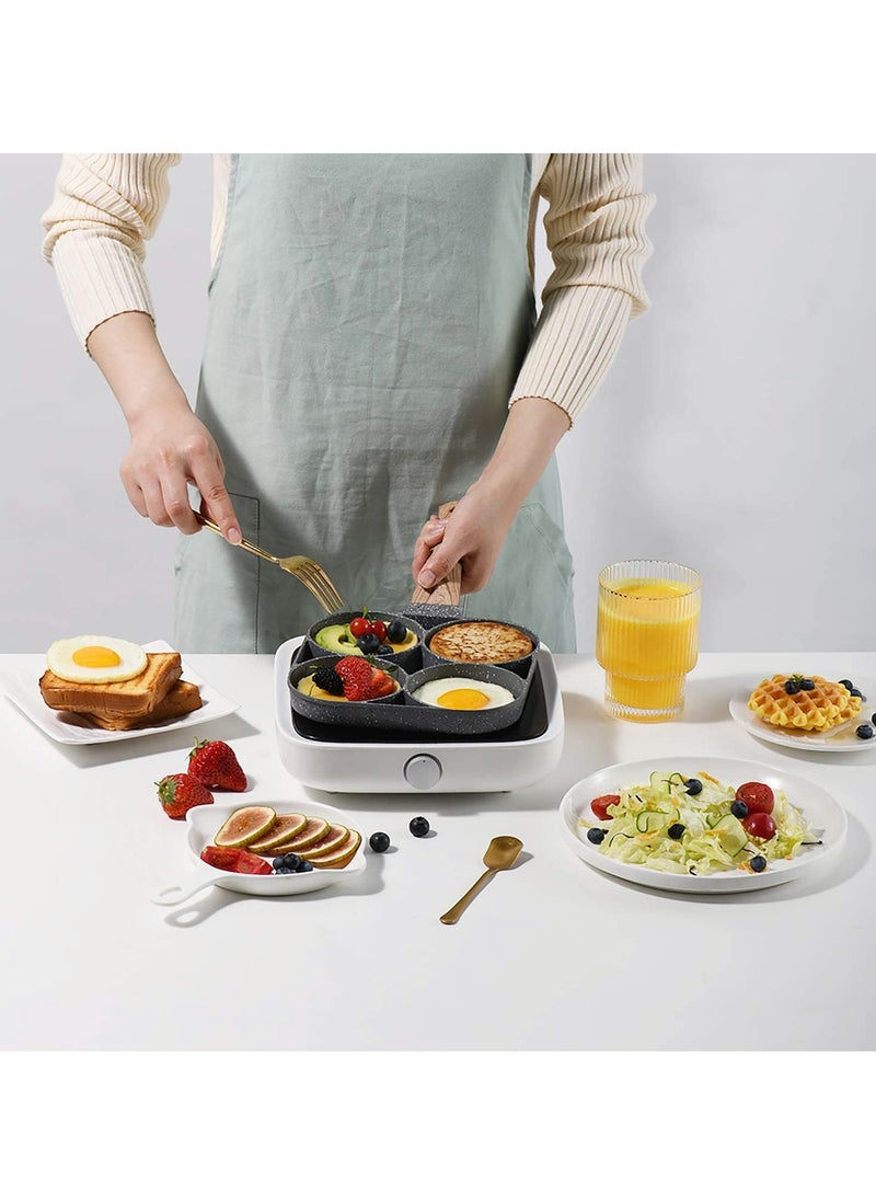 Egg Pan,4-Cup Nonstick Egg Frying Pan,Easy Clean Egg Cooker Omelet Pan For Breakfast Swedish Pancake,Crepe Pan,Compatible with all heat sources(3-inch eggs)
