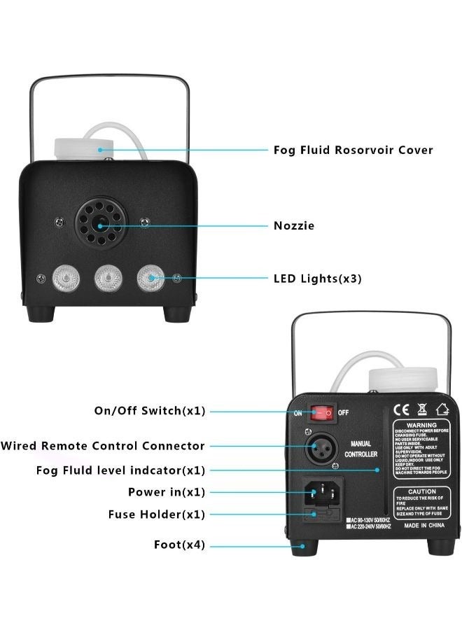 Professional DJ LED Fog Machine 3 Color Light with Wireless Remote Control and 5L Fog Liquid