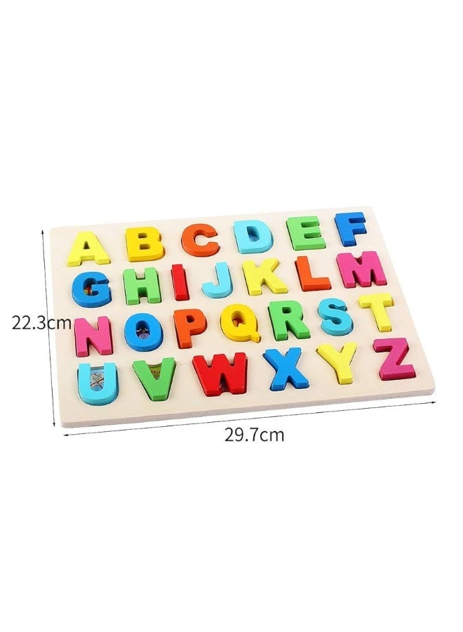 QZMTOY Wooden Puzzles for Toddlers, Wooden Alphabet Number Shape Puzzles Toddler Learning Puzzle Toys for Kids, 3 in 1 Puzzle for Toddlers, Age 3+ (Set of 3)