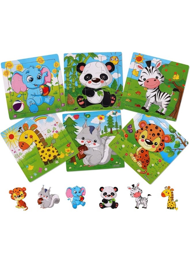 NASHRIO Wooden Puzzles for Toddlers 2-5 Years Old(Set of 6), 9 Pieces Preschool Educational and Learning Animal Jigsaw Puzzle Toy Gift Set for Boys and Girls