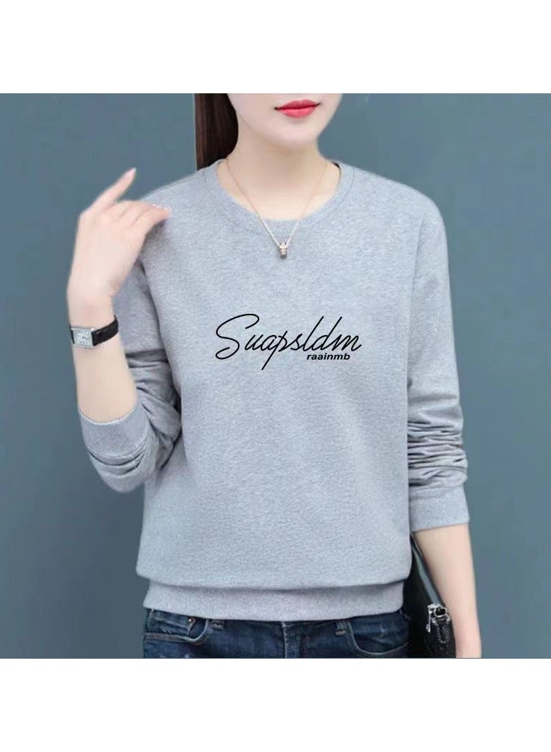 Fashionable new women's round neck pure cotton casual pullover