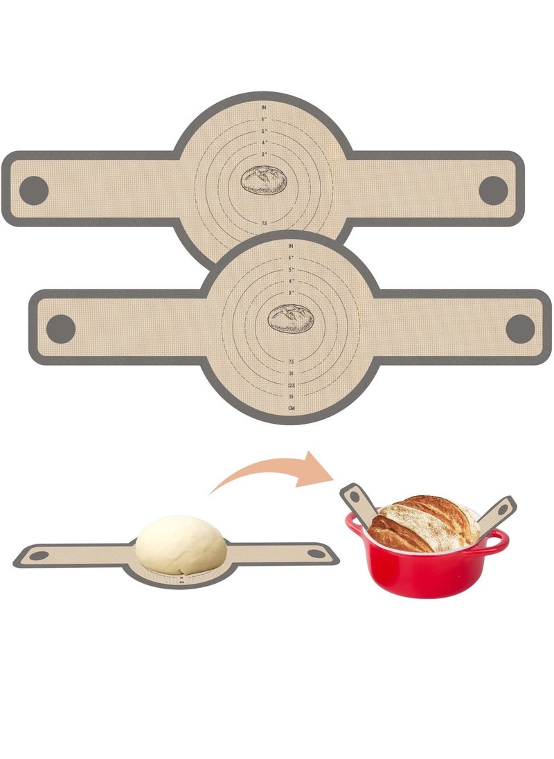 2 PCS Large Silicone Bread Sling Dutch Oven, Non-Stick & Easy Clean Reusable Silicone Bread Baking Mat with Long Handles, Easy to Transfer Sourdough Bread