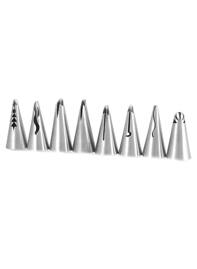 8-Piece Icing Piping Nozzle Set Silver