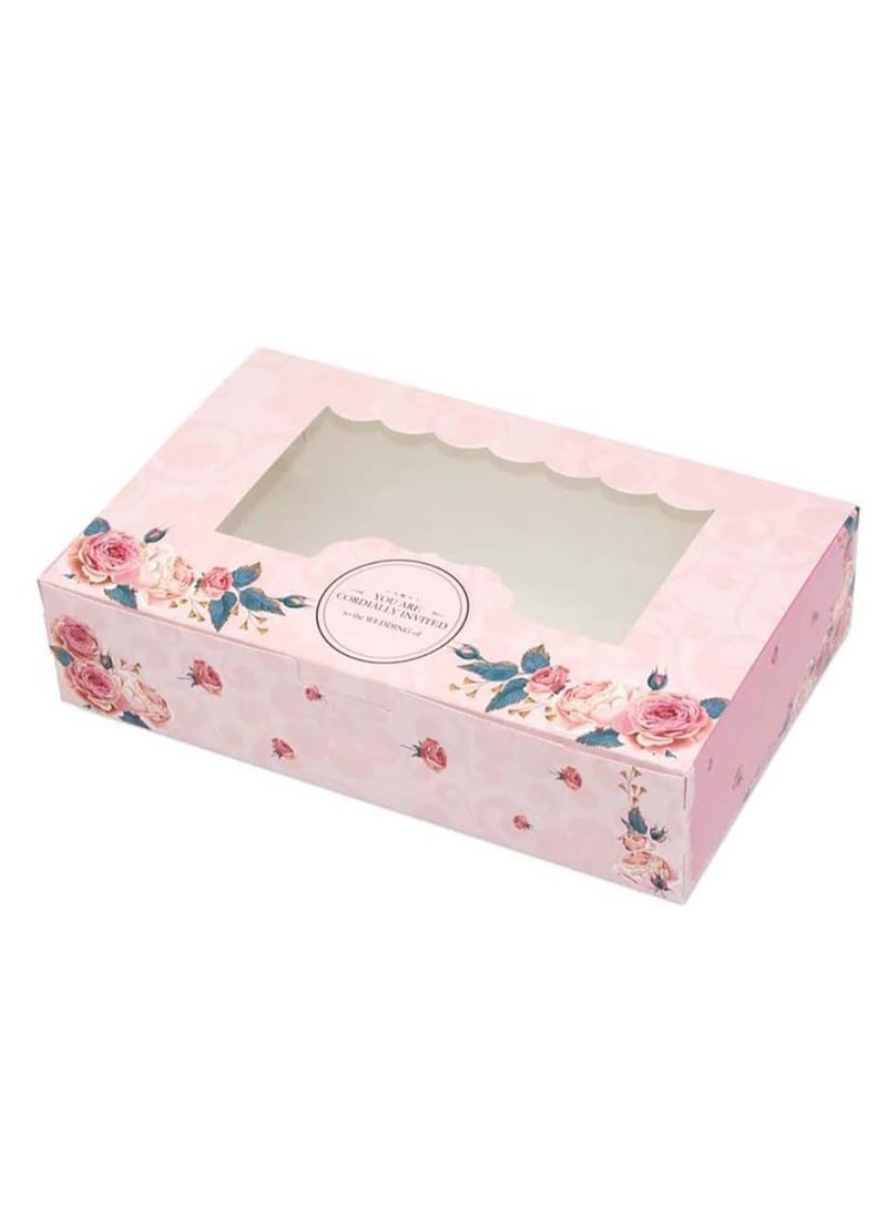 Cupcake Boxes Paper Cake Box Transparent Window Candy Sweets Cake Box Gift Packaging Boxes for Cookies, Pastries, Mini Cakes