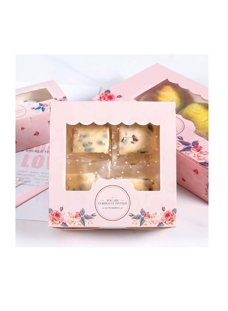 Cupcake Boxes Paper Cake Box Transparent Window Candy Sweets Cake Box Gift Packaging Boxes for Cookies, Pastries, Mini Cakes