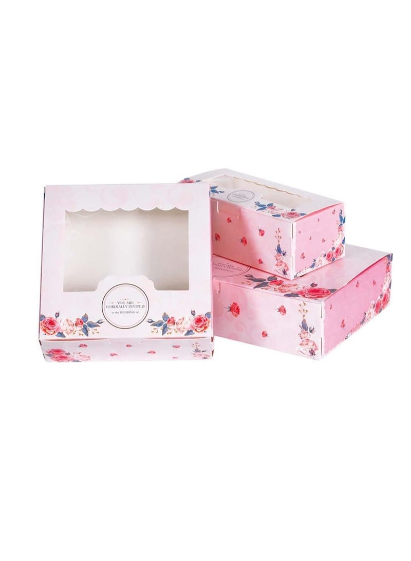 Cupcake Boxes Paper Cake Box Transparent Window Candy Sweets Cake Box Gift Packaging Boxes for Cookies, Pastries, Mini Cakes