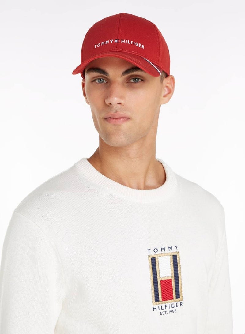 Men's  Logo Embroidery Six, Red - Cotton