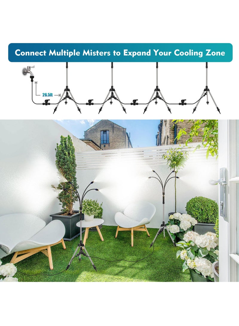 Standing Misters for Patio, Adjustable Height 4.1 FT Stand Misting System for Outdoor Cooling, Portable Stand Mister for Water Mist Playing, Patio Cooling, Backyard, and Porch
