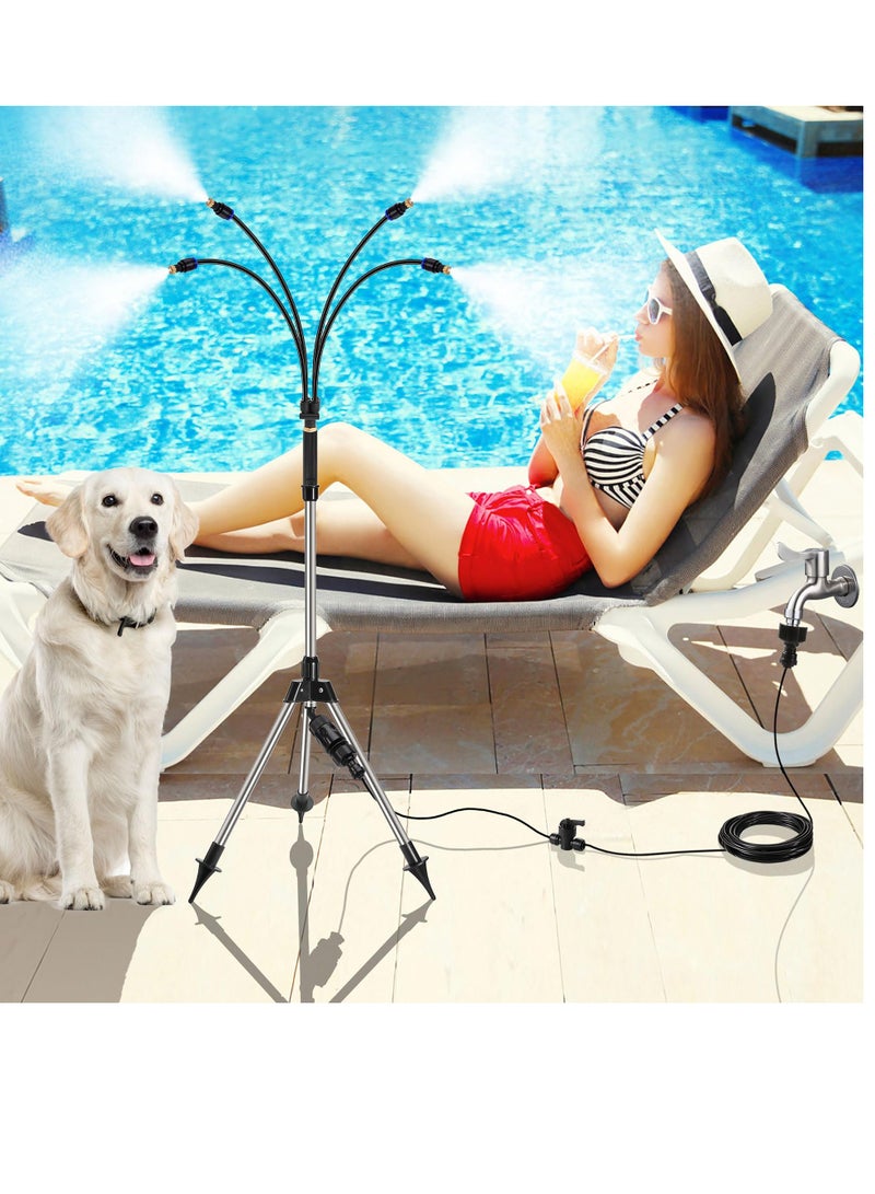 Standing Misters for Patio, Adjustable Height 4.1 FT Stand Misting System for Outdoor Cooling, Portable Stand Mister for Water Mist Playing, Patio Cooling, Backyard, and Porch