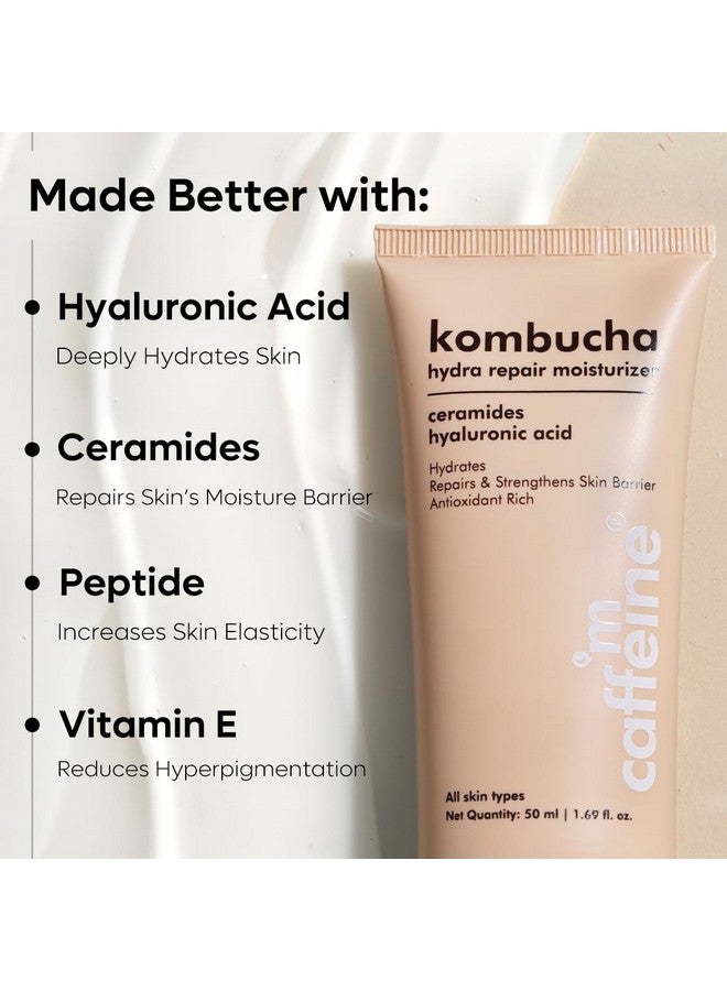 Kombucha Hydra Repair Face Moisturizer With Hyaluronic Acid For Intense Hydration Barrier Repair Moisturizer With Ceramide & Peptide | 12 Hr Hydration For Soft Skin | For Women & Men 50Ml