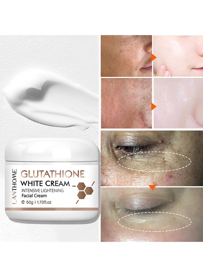 Glutathione White  Cream - Enriched With Glutathione 2% Vitamin C & Kojic Acid Reduces The Look Of Age Spots Facial Cream 50g