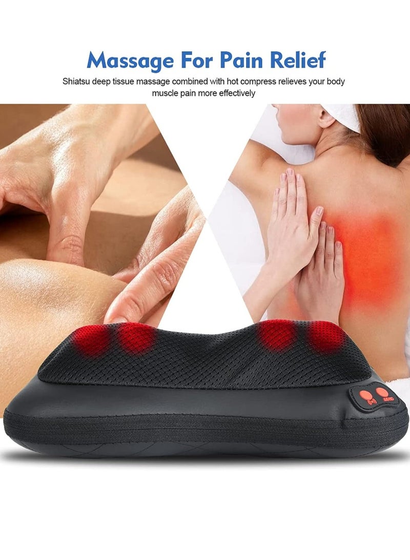 Neck and Shoulder Massager Shiatsu Massage Pillow Multifunctional Electric Neck Massage Pillow with Heat and Deep Tissue Kneading Shiatsu Back and Neck Massager for Legs Shoulder Muscle Pain Relief