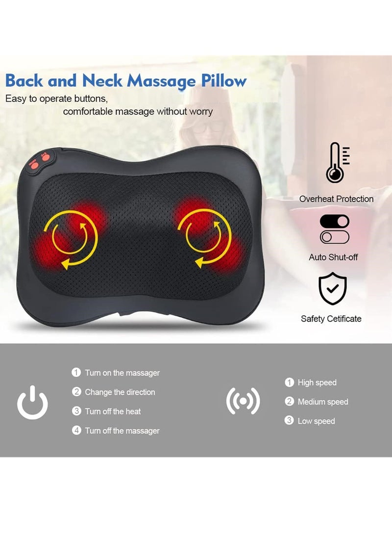 Neck and Shoulder Massager Shiatsu Massage Pillow Multifunctional Electric Neck Massage Pillow with Heat and Deep Tissue Kneading Shiatsu Back and Neck Massager for Legs Shoulder Muscle Pain Relief