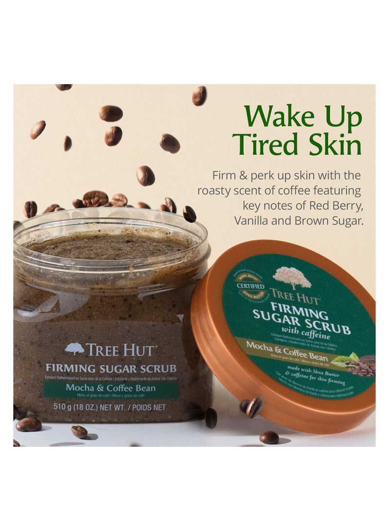 Tree Hut Ultra Hydrating and Exfoliating Sugar Scrub Mocha & Coffee Bean for Nourishing Essential Body Care, 18 Ounce 510g Made in USA