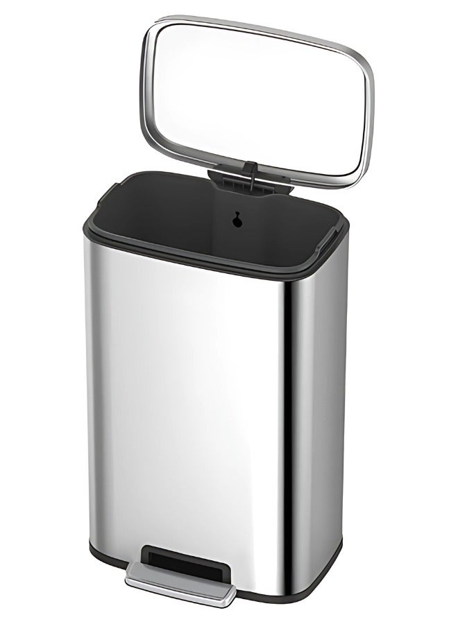 OLI-CUBE SERIES | 45L Step Trash Bin | Brushed Stainless Steel, Soft-Closing, Fingerprint-Resistant | Versatile Waste Bin for Homes, Kitchens, and Communal Areas