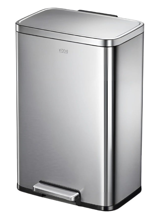 OLI-CUBE SERIES | 45L Step Trash Bin | Brushed Stainless Steel, Soft-Closing, Fingerprint-Resistant | Versatile Waste Bin for Homes, Kitchens, and Communal Areas