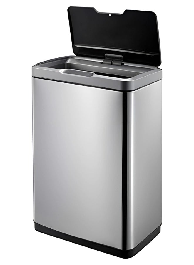 MIRAGE SERIES | 80L Premium Motion Sensor Trash Bin | Brushed Stainless Steel, Soft-Closing, Fingerprint-Resistant | Metallic Grey Waste Bin for Homes, Offices & Commercial Spaces