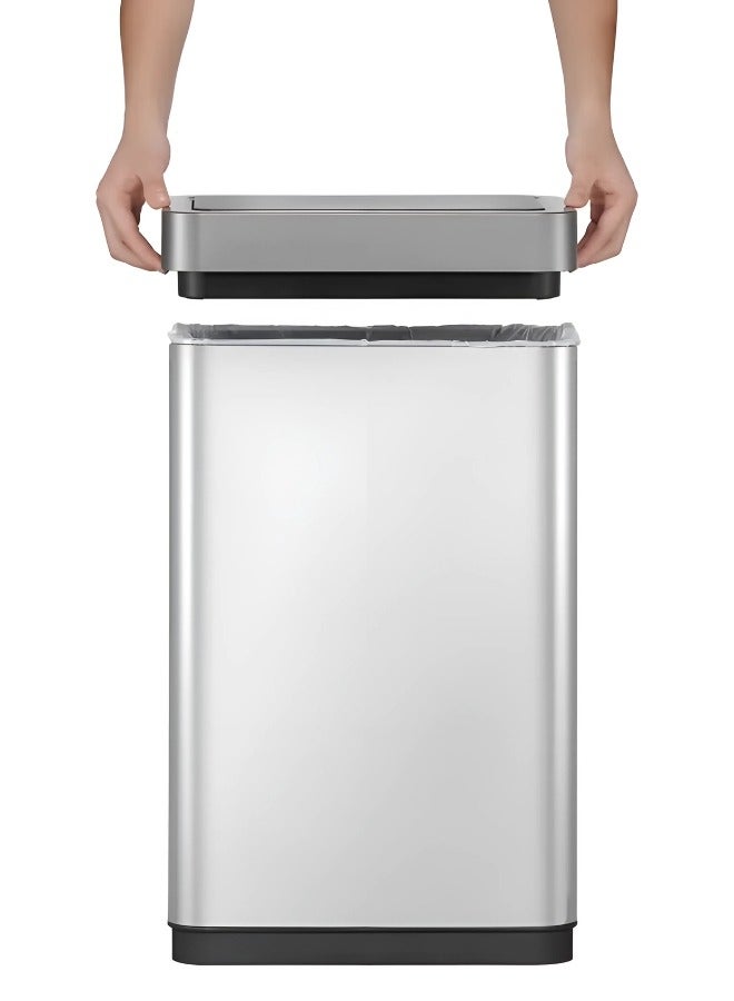 MIRAGE SERIES | 80L Premium Motion Sensor Trash Bin | Brushed Stainless Steel, Soft-Closing, Fingerprint-Resistant | Metallic Grey Waste Bin for Homes, Offices & Commercial Spaces